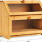Double Compartment Bread Box - Extra Large Bamboo Bread Box for Kitchen Countertop, with Clear Window, Farmhouse Style Double Layer Bread Storage Bin Holder (Self-Assembly)