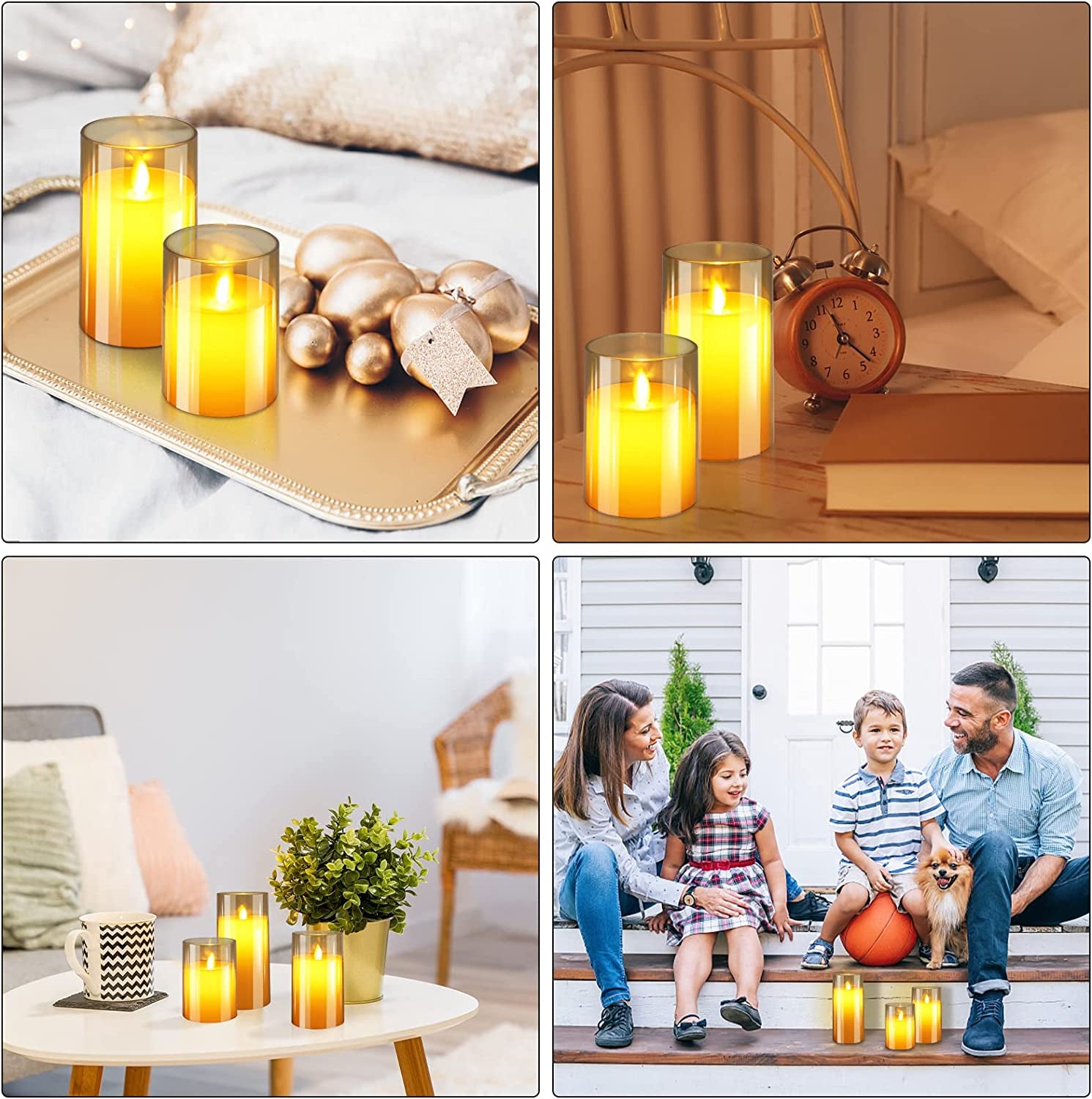 Flameless Candles Flickering with Remote, Battery Operated Candles Pack of 3 with Timer, Plexiglass LED Candles for Home Table Decor(D: 3" X H: 4" 5" 6") (Dark Brown)