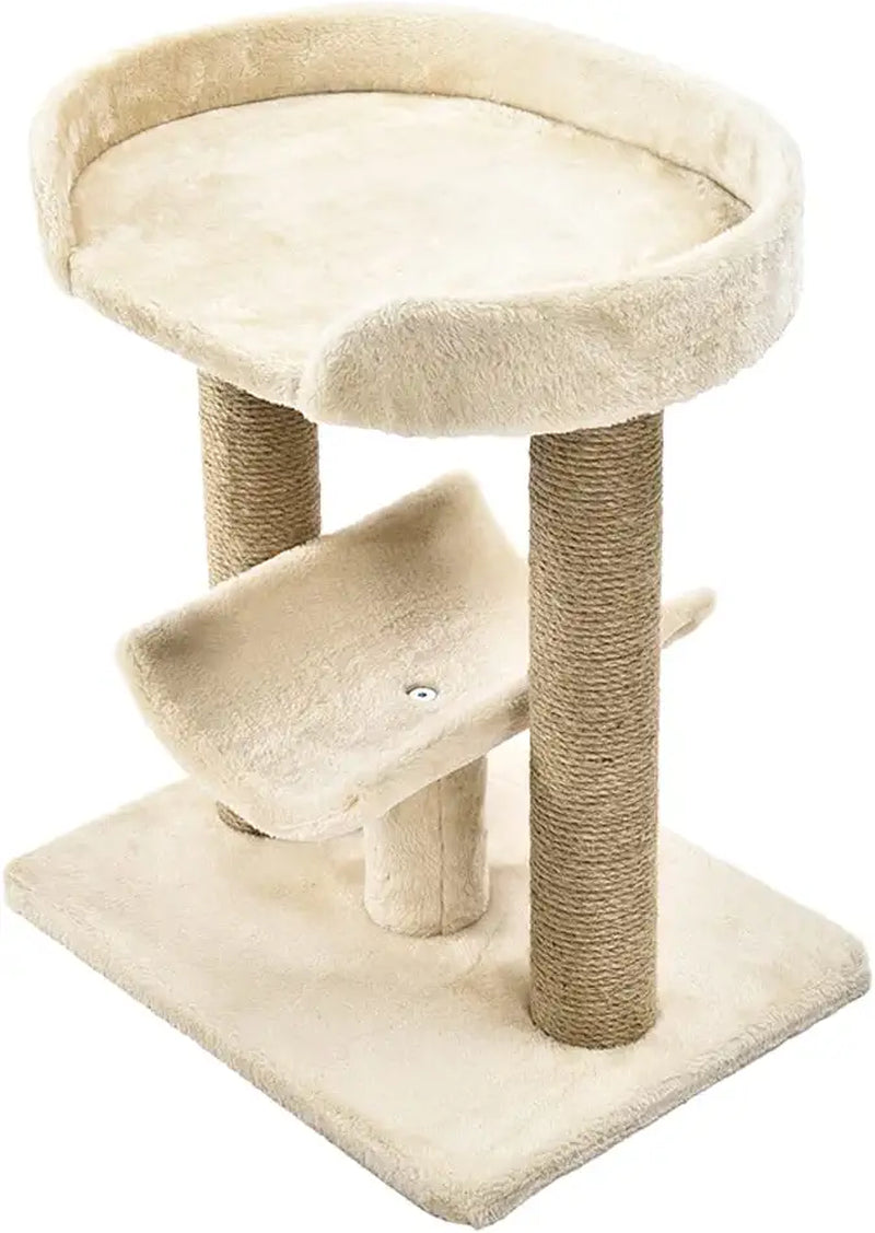 Top Platform Cat Tree with Scratching Post - 18 X 14 X 22 Inches, Beige