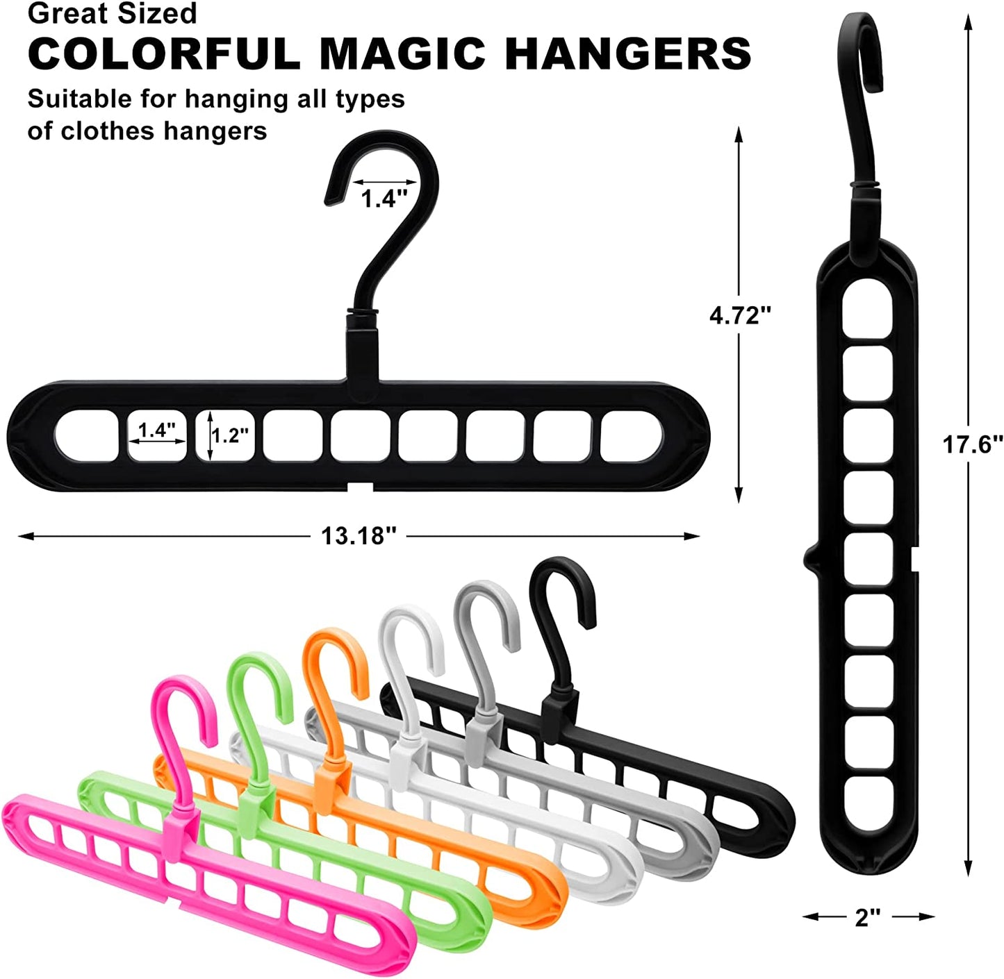 Closet Organizers and Storage,6 Pack Sturdy Closet Organizer Hangers,College Dorm Room Essentials,Closet Storage,Closet Organization,Magic Space Saving Hanger with 9-Holes for Wardrobe Heavy Clothes
