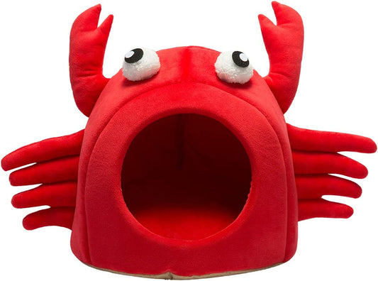 Self-Warming Crab Pet House Bed 2 in 1 Foldable Cushion Mat for Dogs and Cats, 14.6 X 14.6 Inches