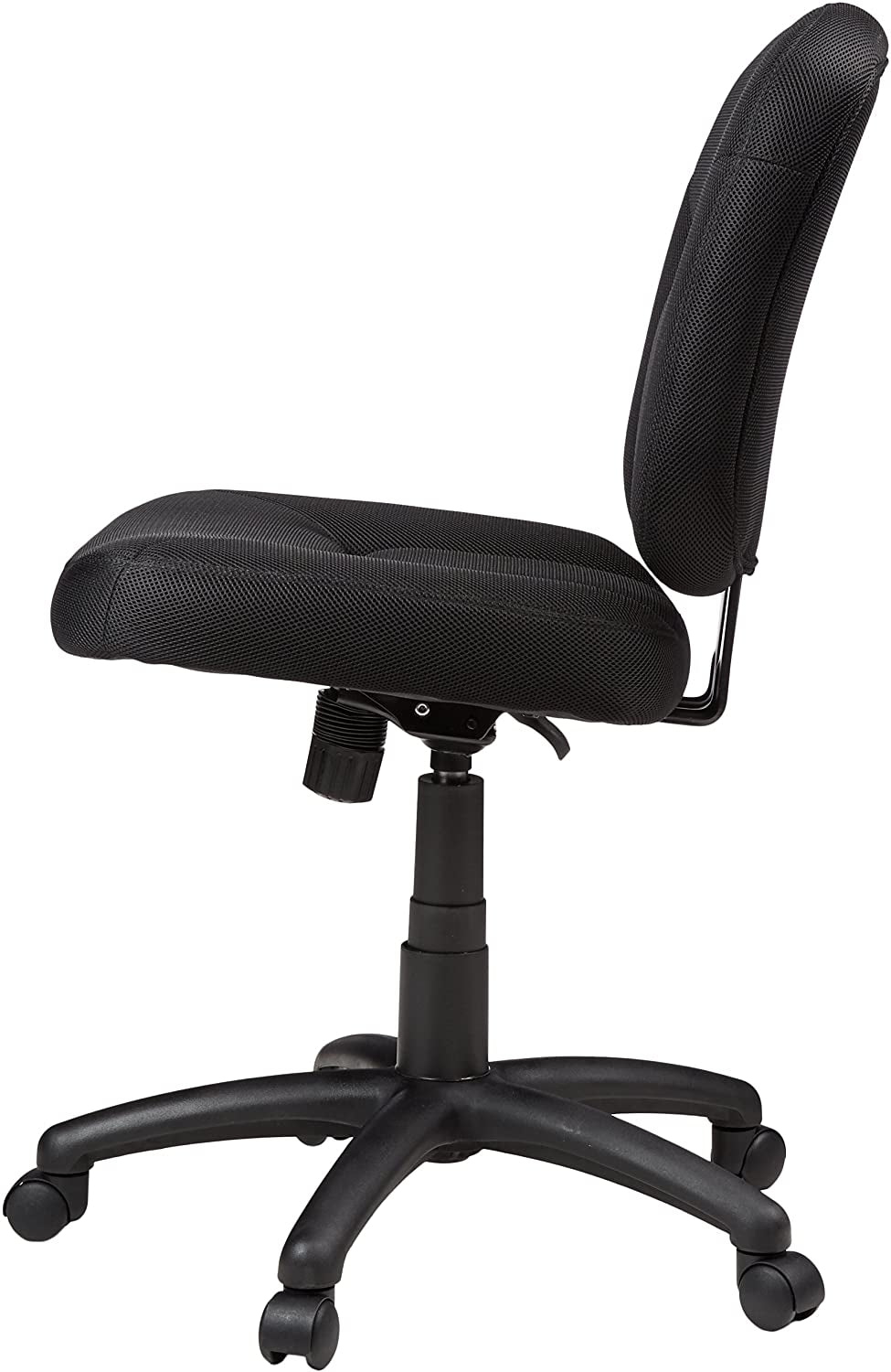 Upholstered, Low-Back, Adjustable, Swivel Office Desk Chair, Black