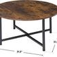 round Coffee Table, Industrial Style Cocktail Table Modern Leisure Tea Table, Kitchen Dining Table for Living Room, Dining Room, Tea, Home Office Balcony with Durable Metal Frame