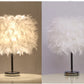 Feather Lamp,White beside Table Lamp for Bedroom,Children,Wedding,Birthday,Vintage Deco Desk Light Free Light Buld Include(A)