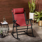 Outdoor Textilene Zero Gravity Folding Lounge Rocker with Pillow, Red