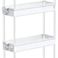 Slim Rolling Storage Cart 4 Tier Bathroom Organizer Mobile Shelving Unit Storage Rolling Utility Cart Tower Rack for Kitchen Bathroom Laundry Narrow Places, White