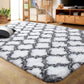 Luxury Shag Area Rug Modern Indoor Plush Fluffy Rugs, Extra Soft and Comfy Carpet, Geometric Moroccan Rugs for Bedroom Living Room Girls Kids Nursery, 5X8 Feet Grey/White