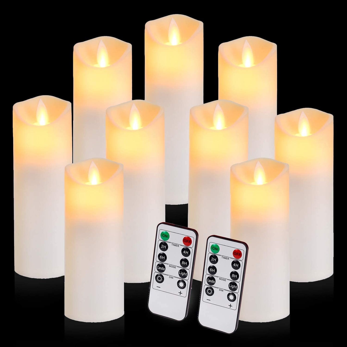 Flickering Flameless Candles with 10-Key Timer Remote, Exquisite Decor Battery Operated Candles Outdoor Heat Resistant with Realistic Moving Wick LED Flames