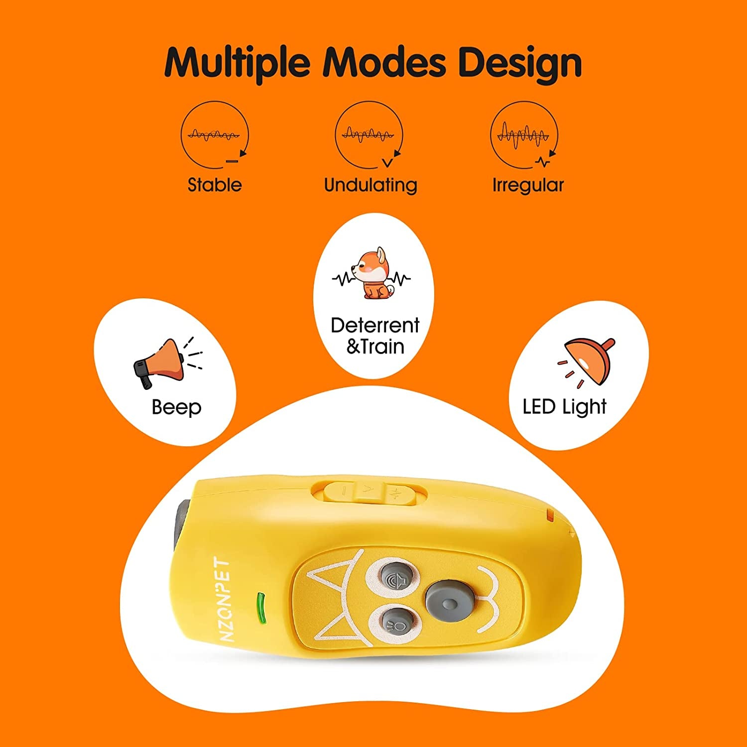 anti Barking Device, Ultrasonic 3 in 1 Dog Barking Deterrent Devices, 3 Frequency Dog Training and Bark Control 16.4Ft Range Rechargeable with LED Light and Wrist Strap Yellow