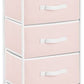 Mdesign Storage Dresser Furniture Unit - Tall Baby and Kid Standing Organizer Tower for Bedroom, Nursery, Playroom, and Closet - 4 Drawer Removable Fabric Bins - Pink/White
