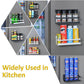 Fridge Magnet Organizer Magnetic Spice Rack with Four Removable Hook Refrigerator Shelf Rack Black (2 Pack)