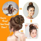1PCS Messy Hair Bun Hair Scrunchies Extension Curly Wavy Messy Synthetic Chignon for Women Updo Hairpiece (Light Golden Brown & Pale Golden Blonde)