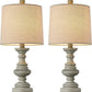 19.25" Traditional Table Lamp Sets of 2 for Living Room Bedroom Farmhouse Bedside Nightstand Lamp Rustic Resin Table Lamps Gray
