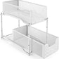 Stackable 2-Tier under Sink Cabinet Organizer with Sliding Storage Drawer, White