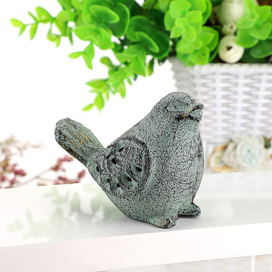 2 Cast Iron Green Bird Sculptures Outdoor Bird Statues Hollow Carved Bird Desktop Ornaments Figurines, Decorative Creative Animal Figurine Indoor Outdoor Statues for Garden Patio Home Decor