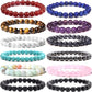 12 Pcs 8Mm Gemstones Beaded Bracelets for Men Women Stone Bead Healing Stretch round Bead Crystal Semi-Precious Bracelets Unisex