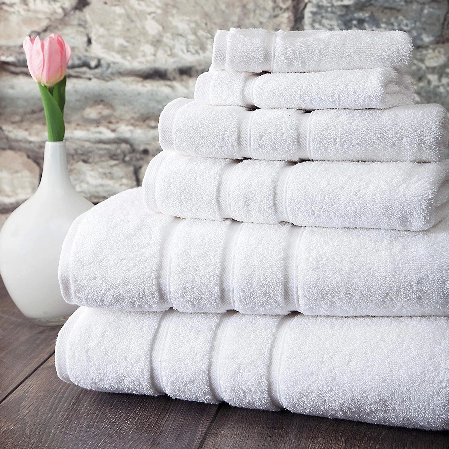 White Bath Towel Set - Turkish Cotton Hotel Towels - Turkish Bathroom Towel Set - Turkish Cotton Bath Towels Set of 6 by Upthrone
