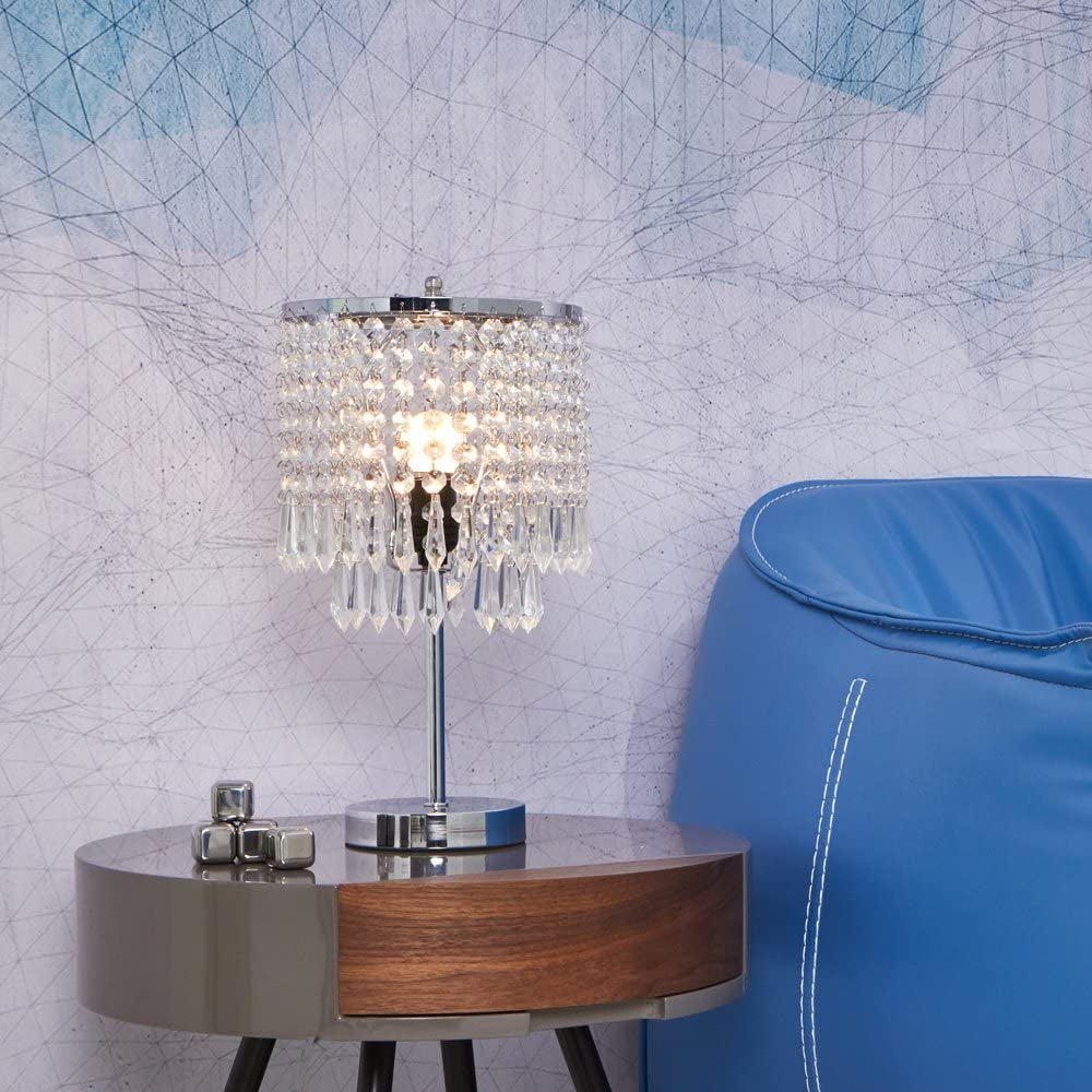 Chrome Crystal Table Lamp,Modern Crystal Touch Desk Lamp for Bedroom,Silver Desk Lamp with Crystal Shade for Bedrooms,Living Room,Bedside