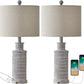 3-Way Dimmable Touch Control Table Lamp Set of 2 with Dual USB Charging Ports for Bedroom Living Room Vintage Rustic Farmhouse Traditional Nightstand Bedside Lamps(Bulbs Included)