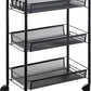 3-Tier Rolling Utility Storage Rack Cart on Wheels, Trolley Craft Cart, Multi-Purpose Organizer Shelf, Black