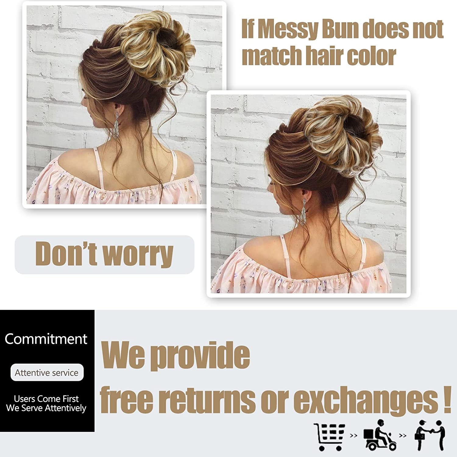 1PCS Messy Hair Bun Hair Scrunchies Extension Curly Wavy Messy Synthetic Chignon for Women Updo Hairpiece