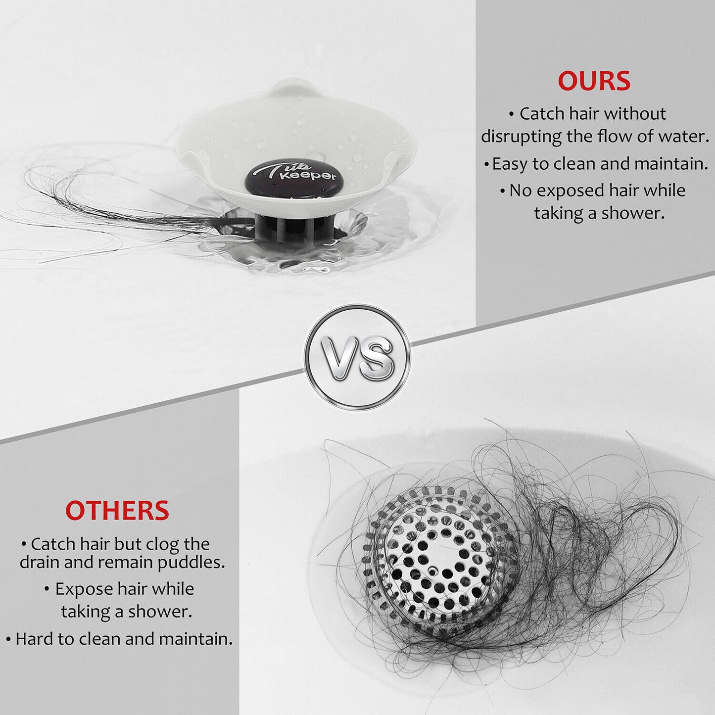3In1 Drain Hair Catcher Tub Stopper Hot Safety Protector Sink Bathtub Strainer