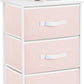 Mdesign Storage Dresser Furniture Unit - Tall Baby and Kid Standing Organizer Tower for Bedroom, Nursery, Playroom, and Closet - 4 Drawer Removable Fabric Bins - Pink/White