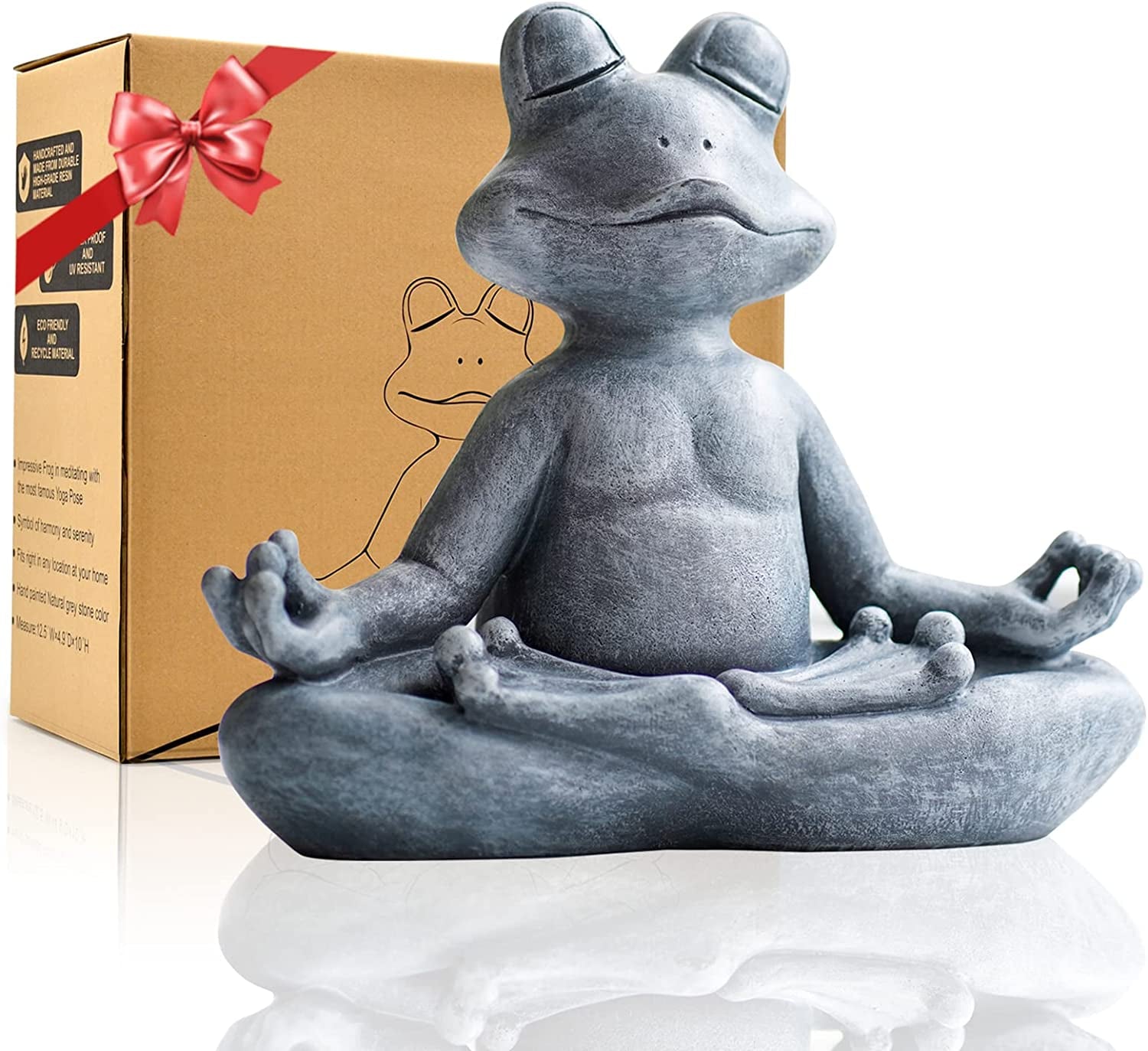 Goodeco 12.5" L×10" H Meditating Yoga Frog Statue - Women Gifts for Christmas, Zen Garden Frog Figurines for Home and Garden Decor, Frog Decorations Gift Ideas, Frog Gifts for Women