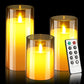Flameless Candles Flickering with Remote, Battery Operated Candles Pack of 3 with Timer, Plexiglass LED Candles for Home Table Decor(D: 3" X H: 4" 5" 6") (Dark Brown)