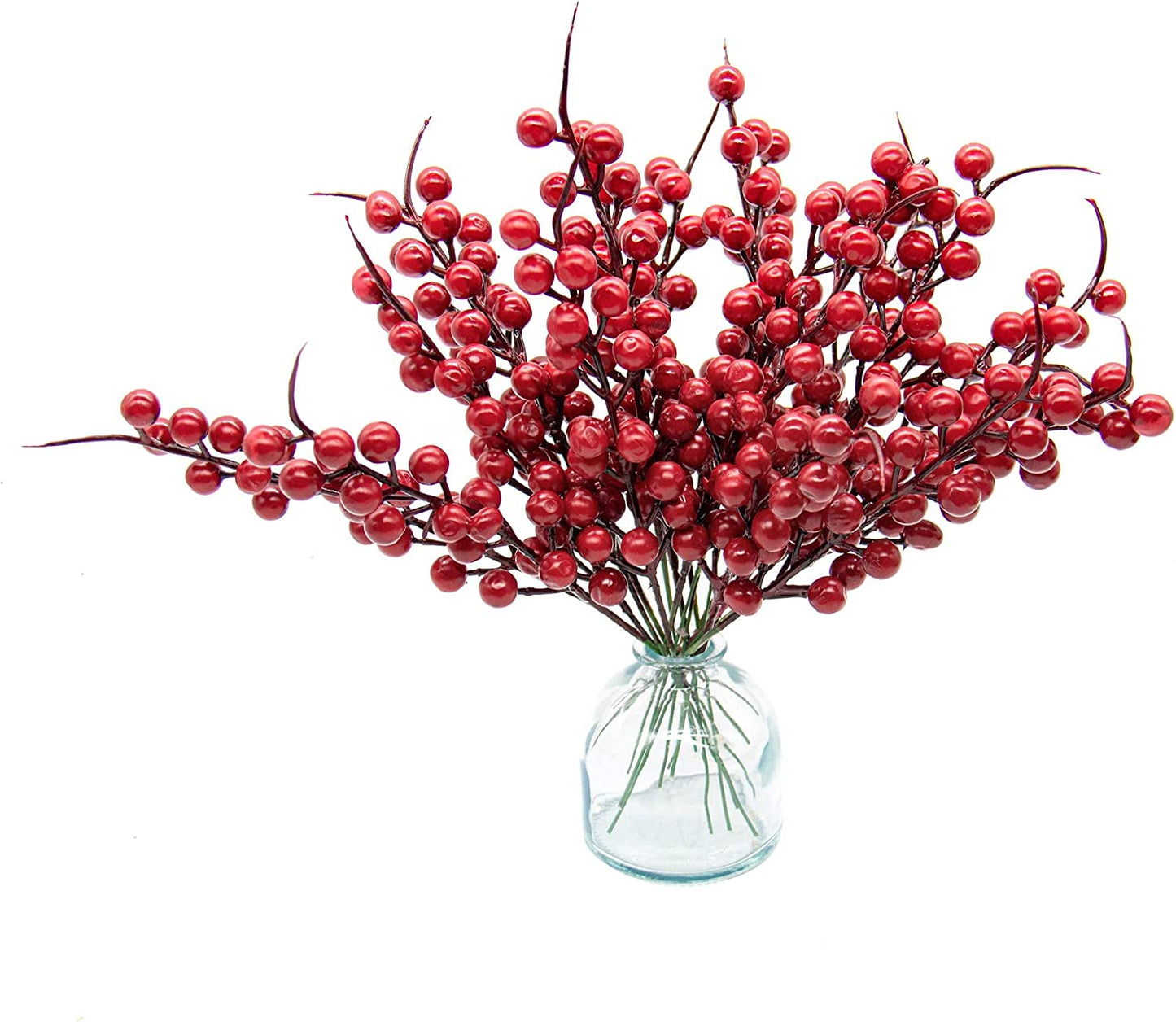 , 20 Pack Red Berries Stems for Christmas Tree Decorations Crafts Holiday and Home Decor