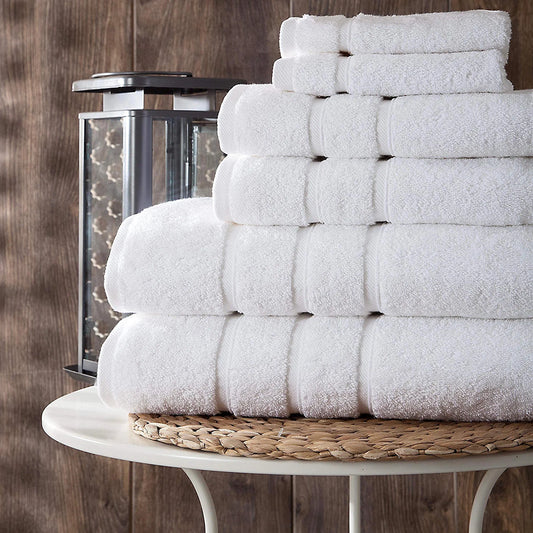 White Bath Towel Set - Turkish Cotton Hotel Towels - Turkish Bathroom Towel Set - Turkish Cotton Bath Towels Set of 6 by Upthrone