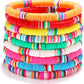 Surfer Heishi Bracelets for Women Stackable Rainbow Vinyl Disc Clay Beaded Stretch Bracelets Elastic Layering Friendship Bracelets Boho Summer Beach Jewelry