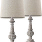 PORTRES 24.5'' Traditional Table Lamp Set of 2 for Living Room Linen Fabric Lampshade Bedside Nightstand Lamps for Bedroom Kids Room Study Room Office Rustic Table Lamps Resin