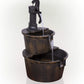 27" Tall 2-Tier Barrel and Pump Waterfall Fountain, Bronze Finish
