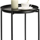 Side Table round Metal, Outdoor Side Table Small Sofa End Table Indoor Accent Table round Metal Coffee Table Waterproof Removable Tray Table for Living Room Bedroom Balcony Office Black