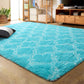 Luxury Shag Area Rug Modern Indoor Plush Fluffy Rugs, Extra Soft and Comfy Carpet, Geometric Moroccan Rugs for Bedroom Living Room Girls Kids Nursery, 5X8 Feet Blue/White