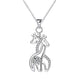 Sterling Silver Creative Love Giraffe Micro Set Pendant Necklace [Default]