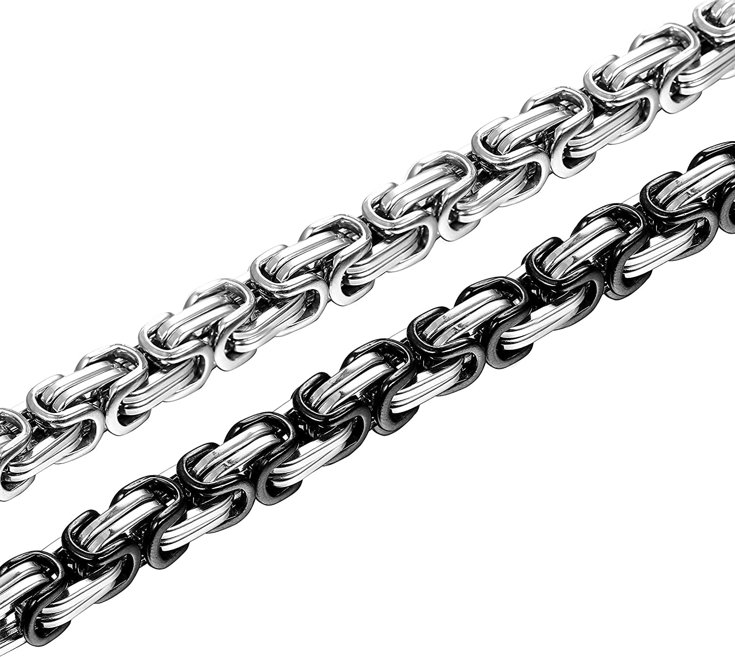 2-3 Pcs 8MM Stainless Steel Chain Link Bracelets for Men Byzantine Bracelets,8.0-9.1 Inches