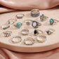 82 Pcs Vintage Silver Knuckle Rings Set for Women, Bohemian Stackable Joint Finger Rings, Retro Stone Crystal Stacking Midi Rings Pack