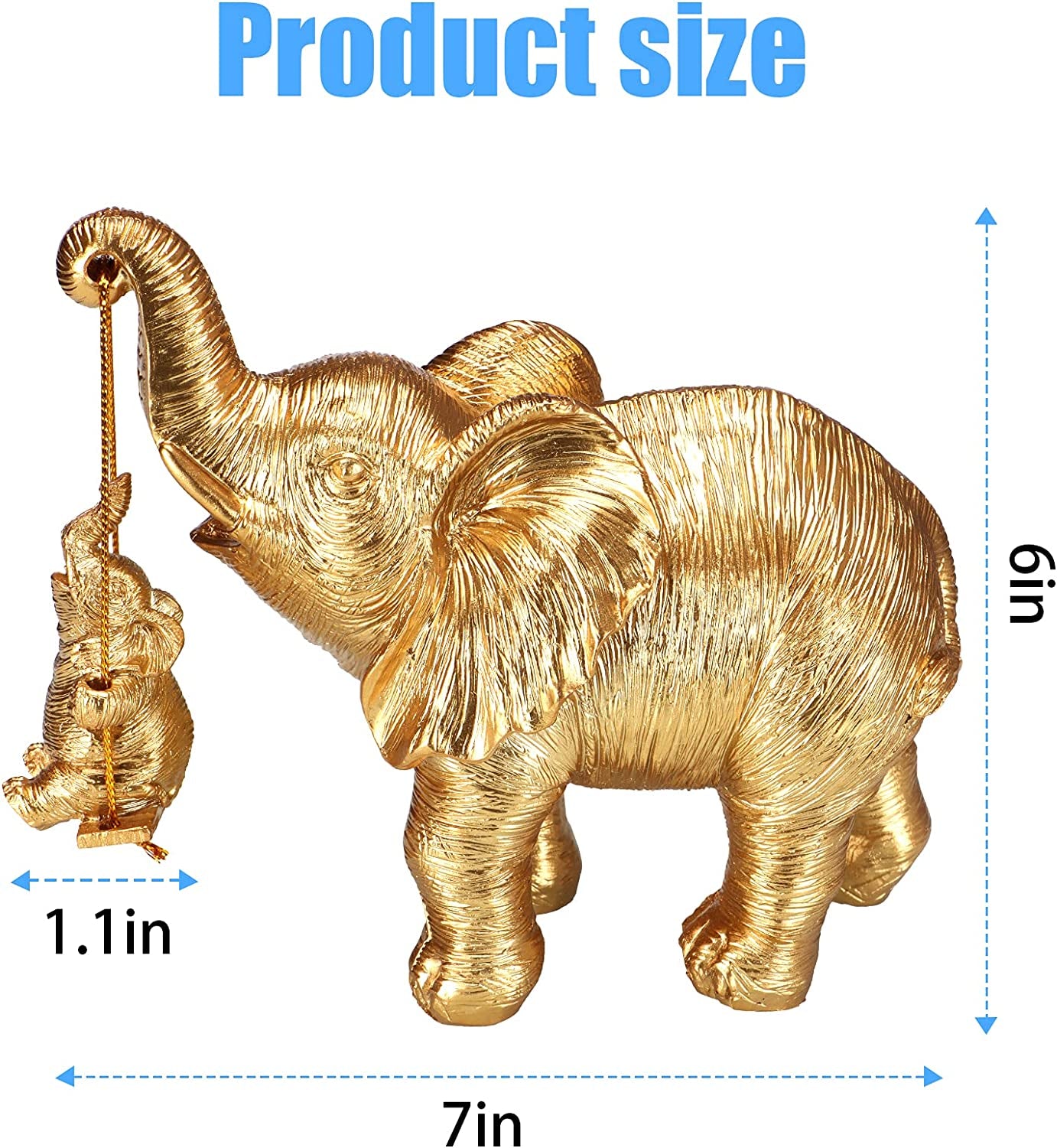 Elephant Statue. Gold Elephant Decor Brings Good Luck, Health, Strength. Elephant Gifts for Women, Mom Gifts. Decorations Applicable Home, Office, Bookshelf TV Stand, Shelf, Living Room