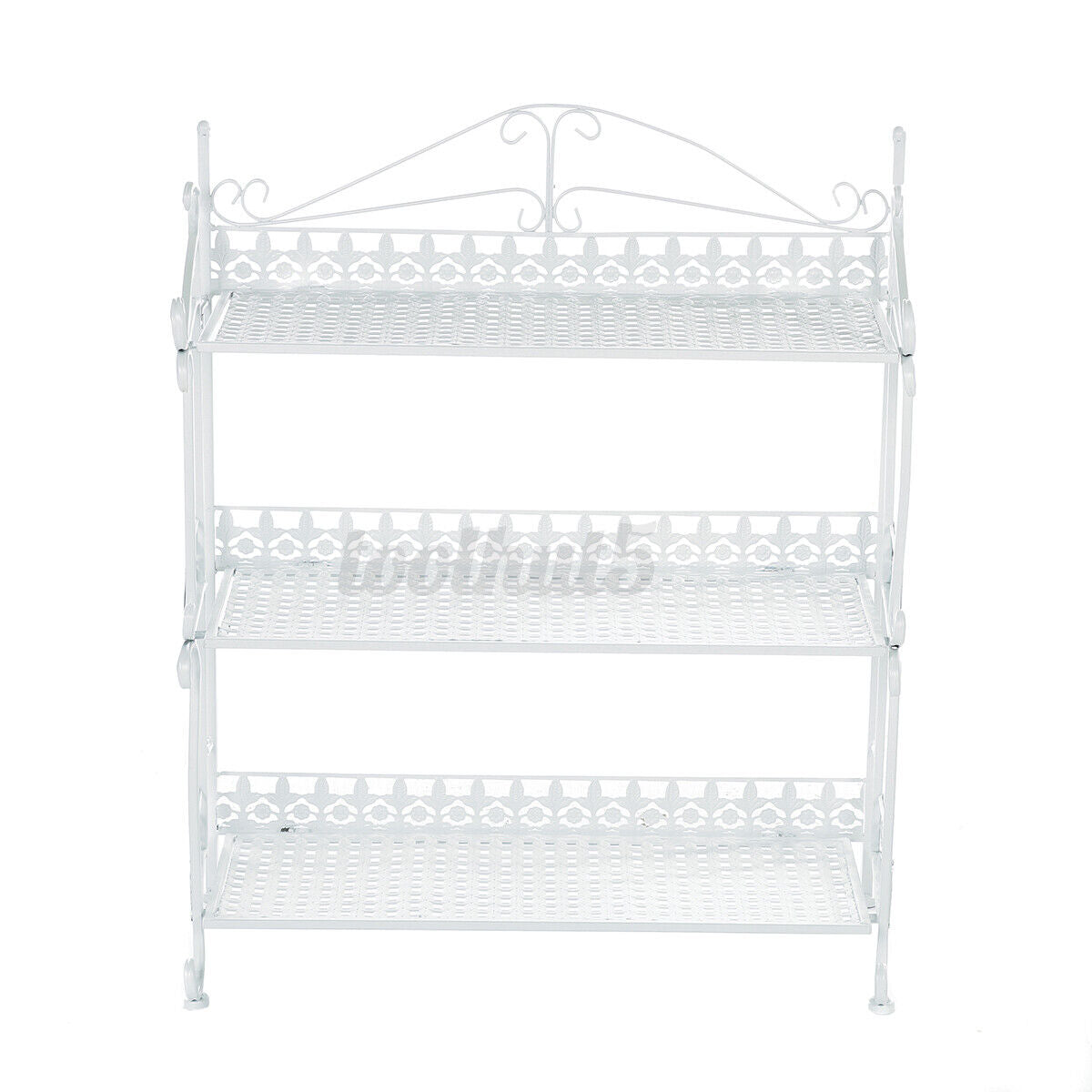 3 Tier White Foldable Metal Rack Storage Book Shelves Holder Kitchen Shelf RACK