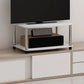Turn-N-Tube No Tools 2-Tier Elevated TV Stand, Stainless Steel Tubes, White Oak/Chrome