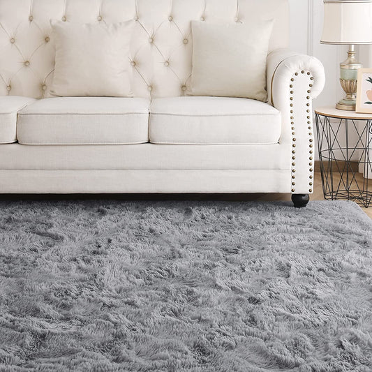 Grey Shaggy Rugs for Bedroom Living Room, Super Soft Fluffy Fuzzy Area Rug for Kids Baby Nursery, Modern Indoor Plush Carpet for Home Decor, 4X5.9 Feet Floor Furry Rugs for Children Dorm Rug