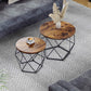 Small Coffee Table Set of 2, round Coffee Table with Steel Frame, Side End Table for Living Room, Bedroom, Office, Rustic Brown and Black ULET040B01