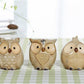 ® Set of 3 Pcs - Small Wise Owls Figurine House Warming Gift Tabletop Shelf Ceramic Home Decorative Collectible Figurine Statues (Beige (Set of 3 Pcs))