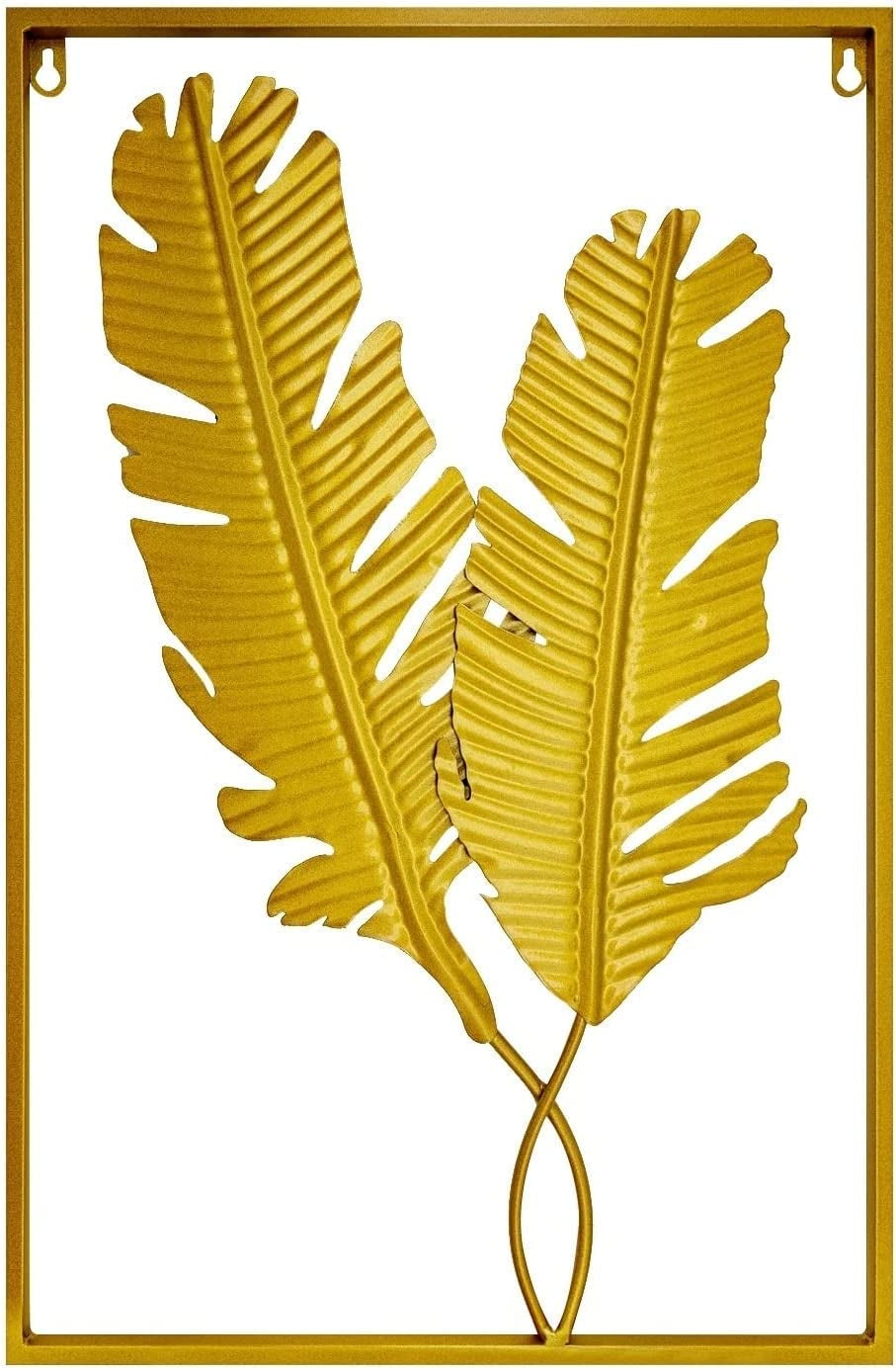 Gold Leaf Wall Decor 2 Piece Art Golden Metal Leaves Home Decorations Living Room Large Hangings Cutout Sculptures Accent Two Decorative Bathroom Modern Bedroom Iron over Couch (2P)
