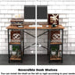 Writing Computer Desk 47", Home Office Study Desk with 2 Storage Shelves on Left or Right Side, Industrial Simple Style Wood Table Metal Frame for PC Laptop Notebook