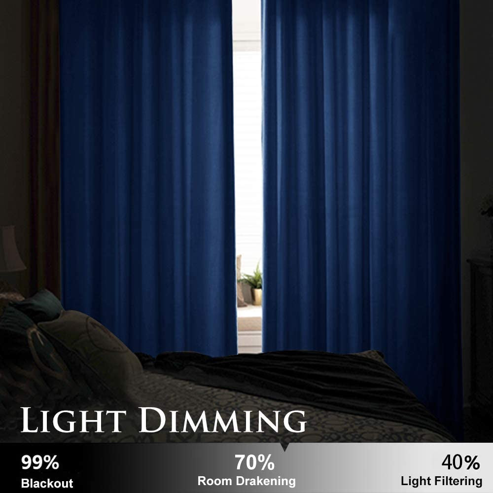 Blue Velvet Curtains Blackout - Warm Soft Velvet Curtains Thermal Insulated Privacy Panels for French Door / Parlor, Royal Blue, W52 X L96 Inches, 2 Panels