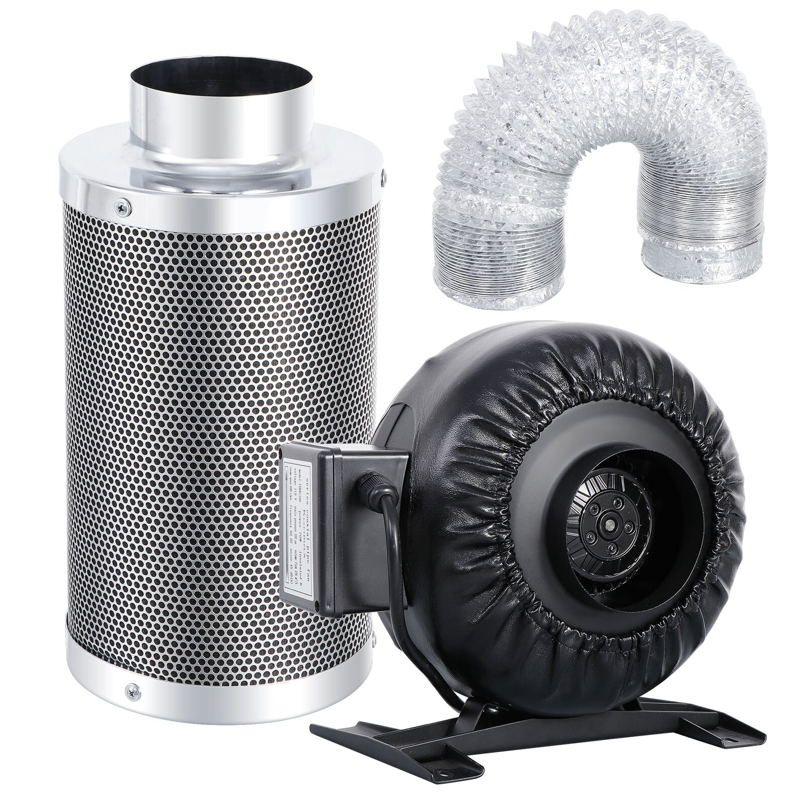 4" 276CFM Inline Fan Air Carbon Filter Speed Controller Grow Tent Ventilation