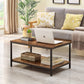 Coffee Table with Metal Frame,2-Tier Tea Table with Storage Shelf,Cocktail Table TV Stand Side End Table, Accent Furniture for Home Office Living Room